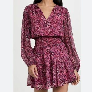 A.L.C Sari Silk Mini Dress in Pink Multicolor